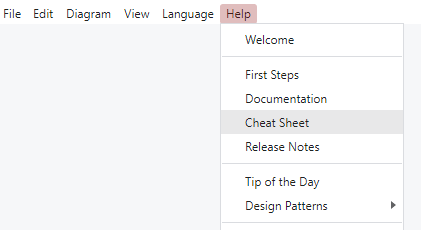 The Cheat Sheet Menu Entry in the Help Menu